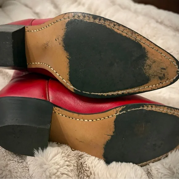 Vintage Red Leather TEXAS CowboyBoots S7, Signed by country legend Marty Stuart - Picture 12 of 13